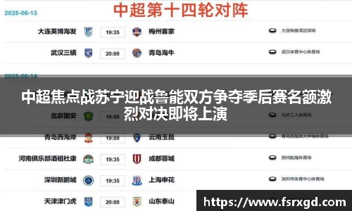 中超焦点战苏宁迎战鲁能双方争夺季后赛名额激烈对决即将上演