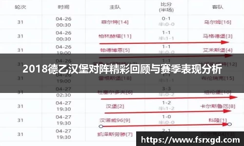 2018德乙汉堡对阵精彩回顾与赛季表现分析